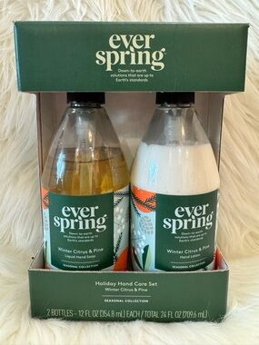 Ever Spring Winter Citrus & Pine Hand Soap & Lotion Set Holiday Care Set NEW